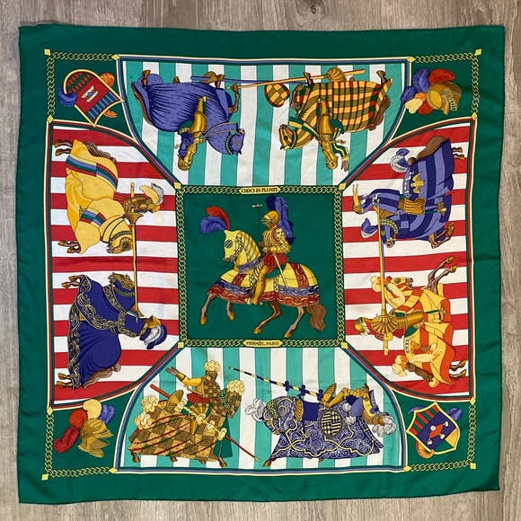 Hermes Accessories - HERMES SCARF Chocs En Plumes Green Vintage Gorgeous Silk 💯 AUTHENTIC